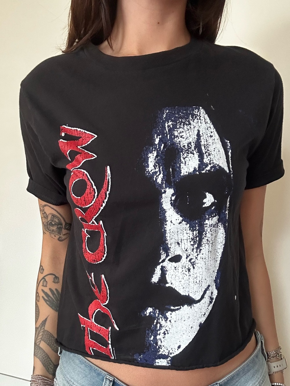 Black Graphic Horror Face Tee - Women Tops - Picture 1 of 5